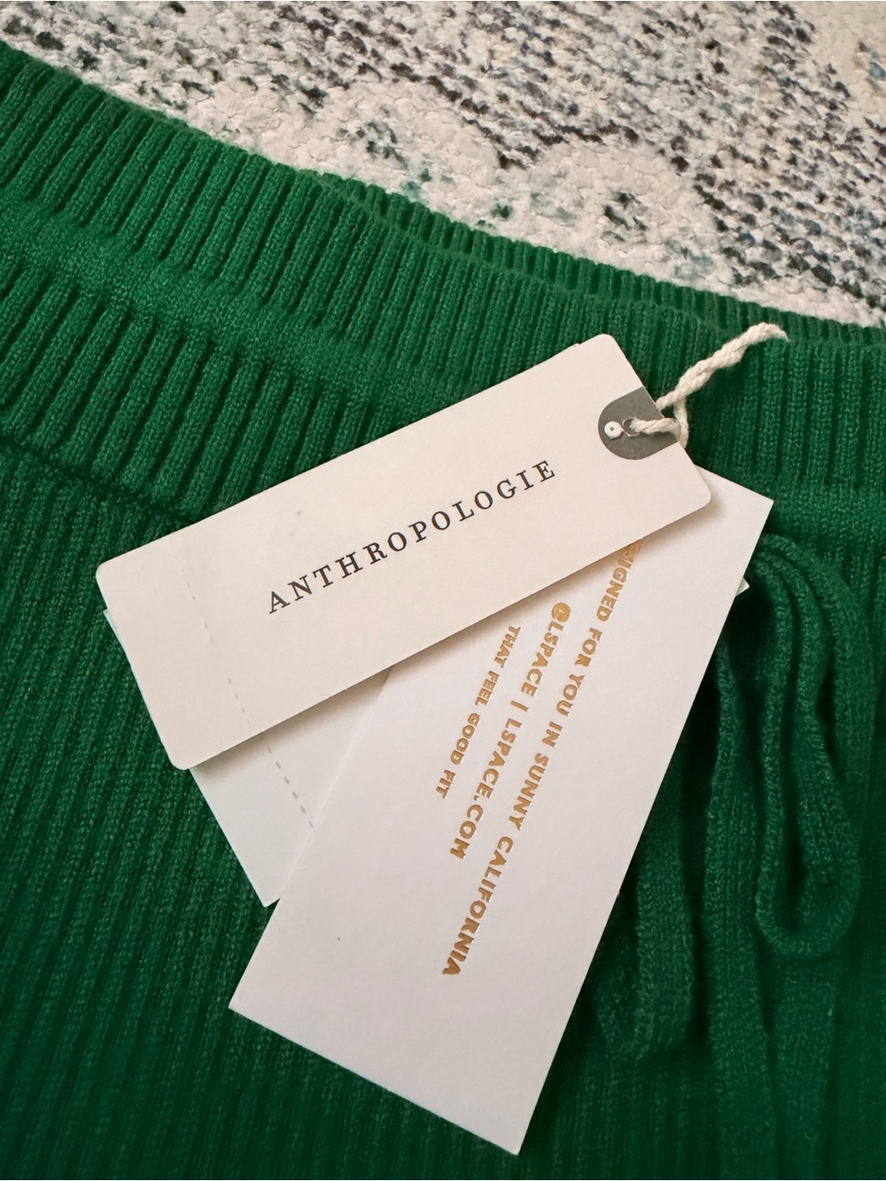 Anthropologie Dark Green Ribbed Knit Drawstring Skirt - Picture 2 of 8